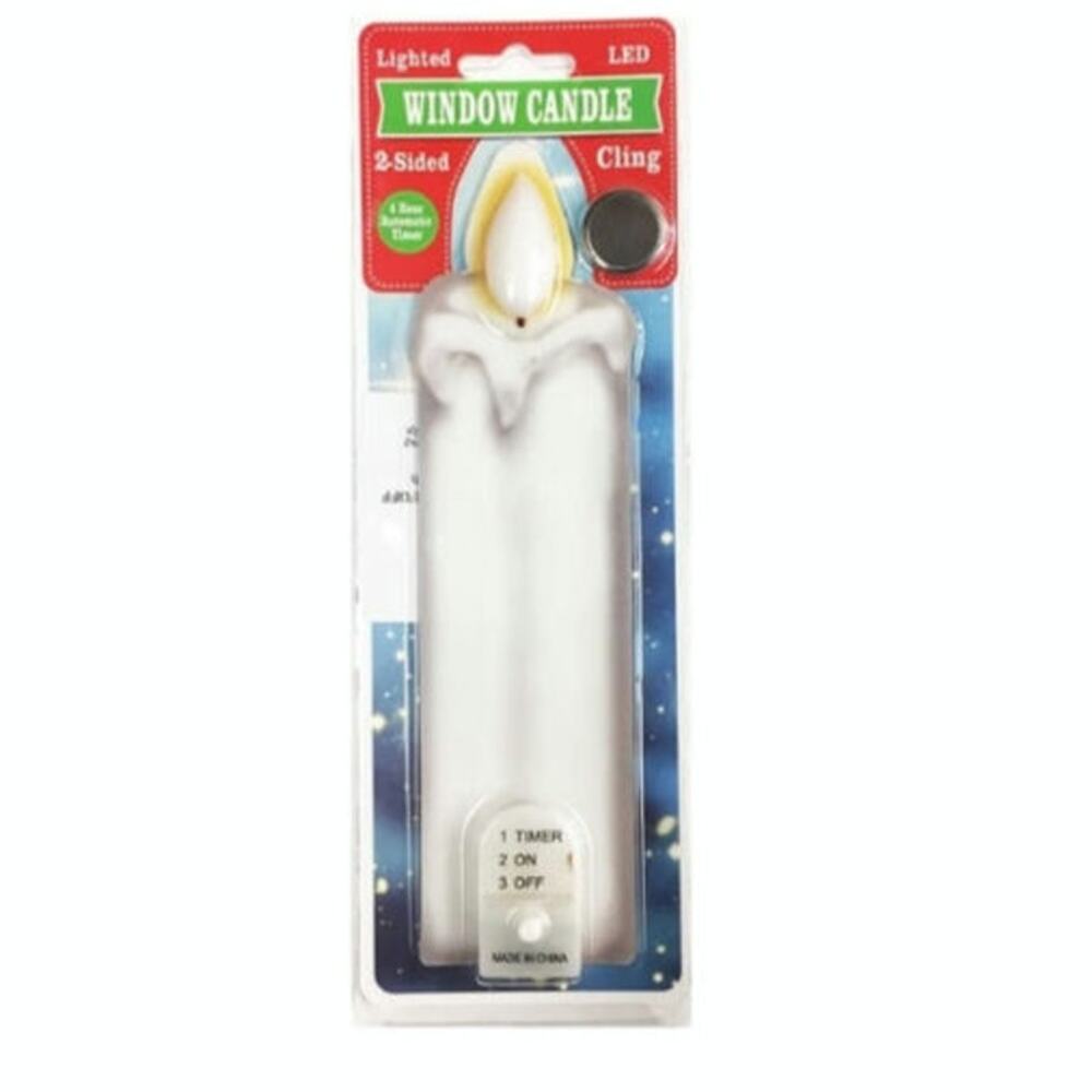 Set of 12 Gerson 2620050 LED White Candle Window Cling with Warm White 7.5" H